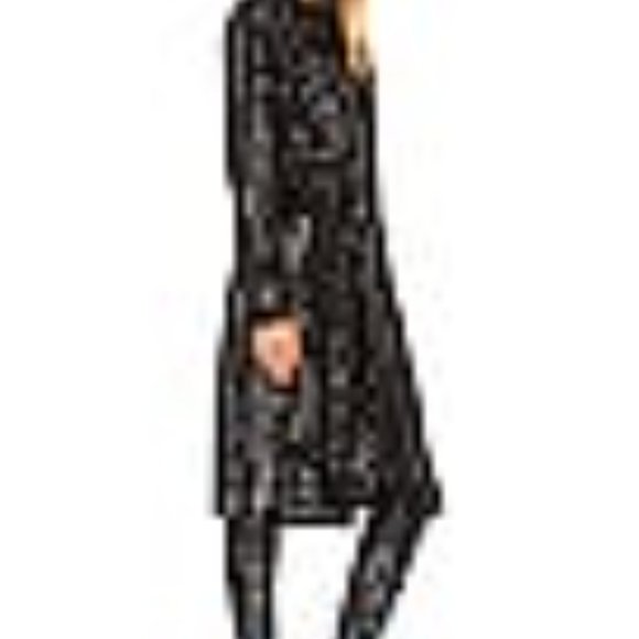 Anthropologie BB DAKOTA bySTEVE MADDEN SHOWSTOPPER SEQUIN LONG KIMONO COAT BLACK - Picture 5 of 5